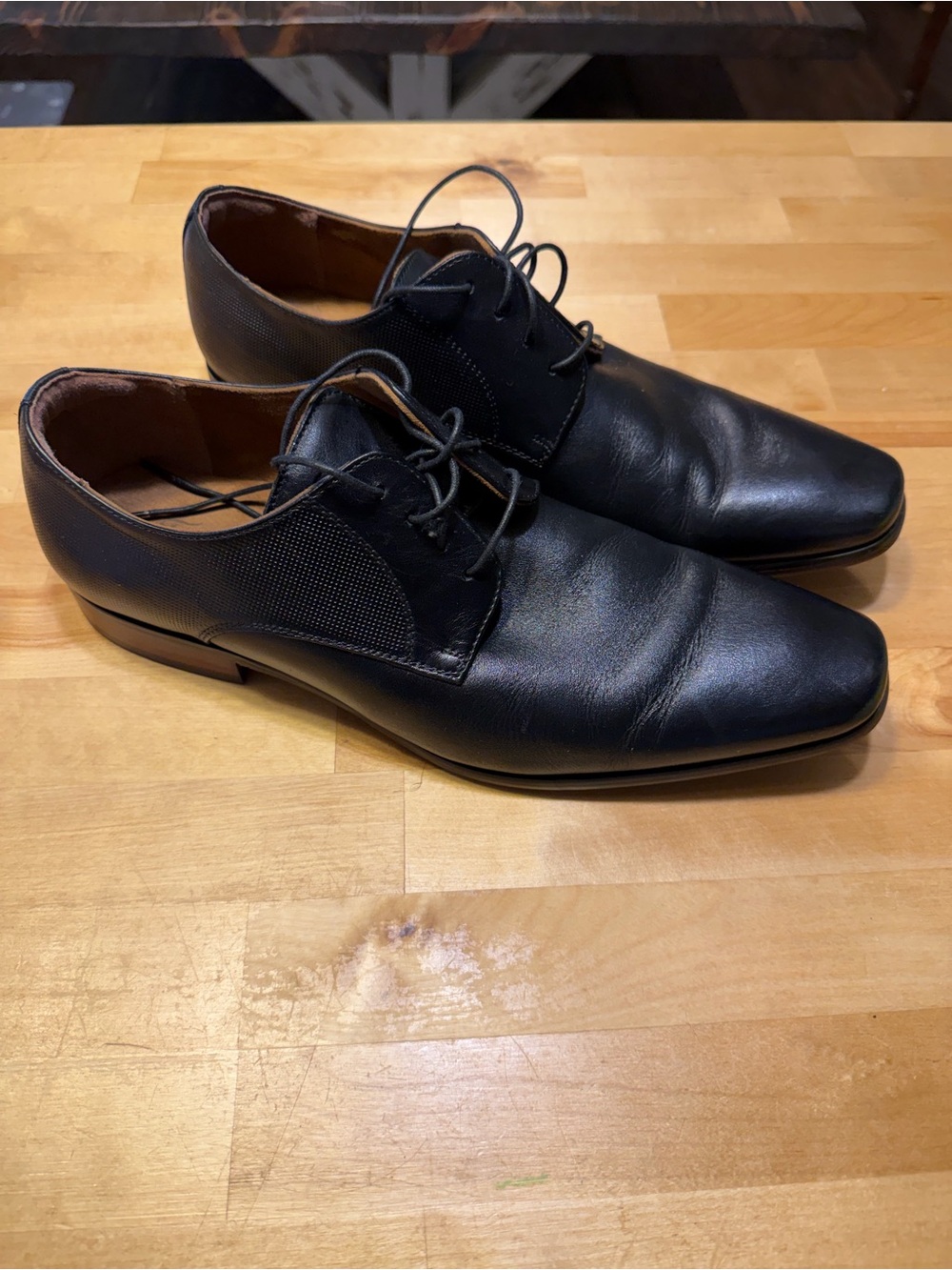 Men's Black Leather Lace-Up Dress Shoes